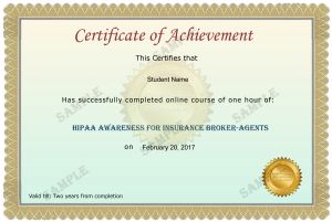 HIPAA Insurance Broker Agents Training Certificate