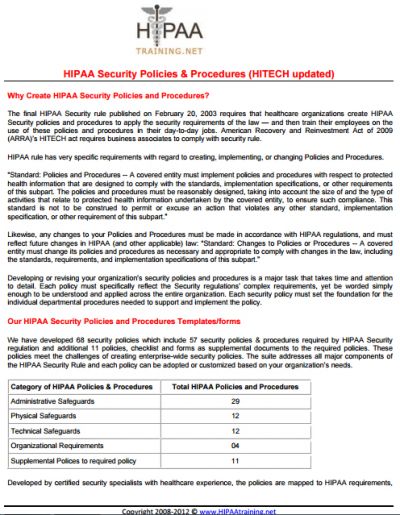 HIPAA Security Policies and Procedures