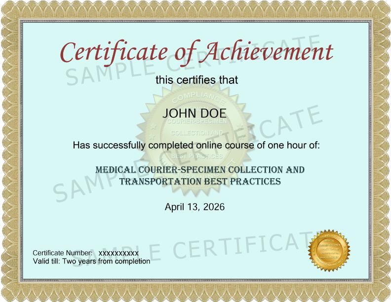 Sample Certificate