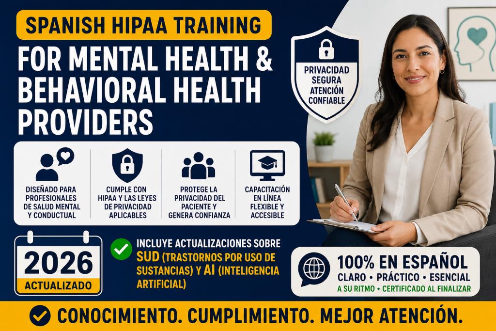 Spanish – HIPAA Training for Mental Health & Behavioral Health Providers