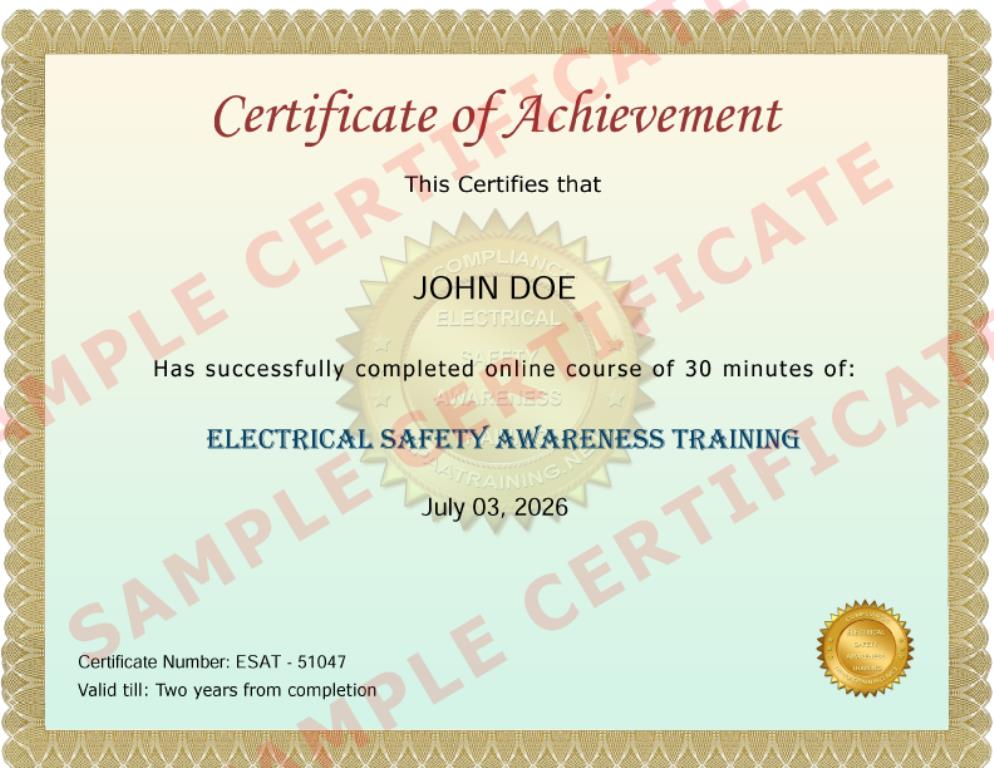 Electrical-Safety-Awareness-Training-Certificate